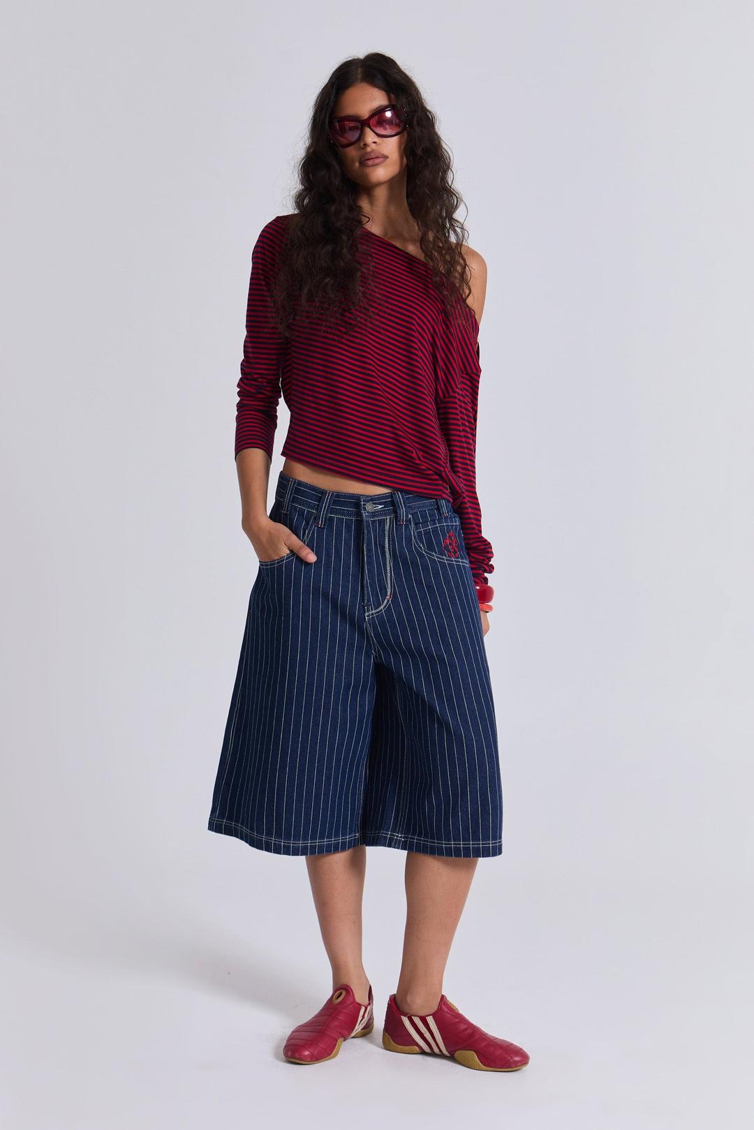 Ollie Pinstripe Jorts - W25 / Blue