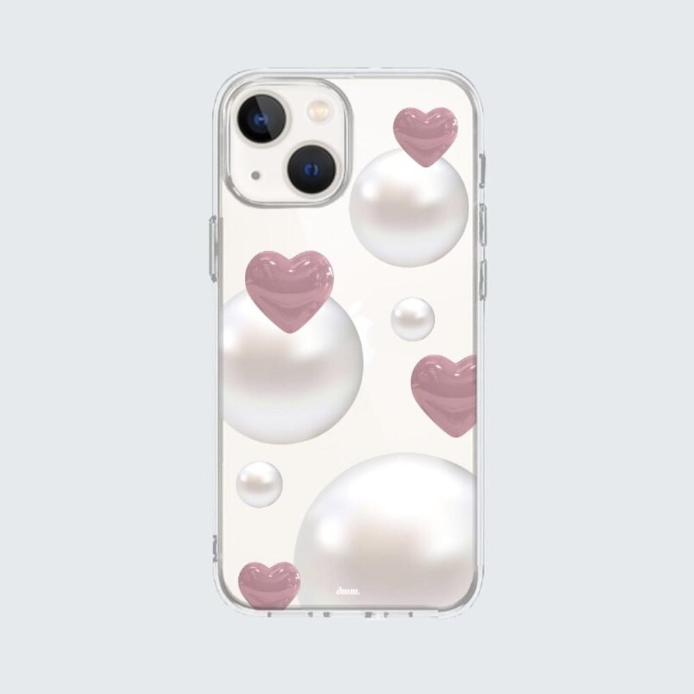 변색없는 아이폰 투명 젤리 하드 제작 커플 귀여운 폰케이스 심플 pearl&heart