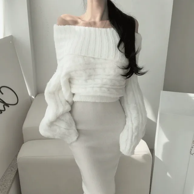 *당일/강추핏보장* 루즈핏 모헤어 오프숄더 니트 1color
