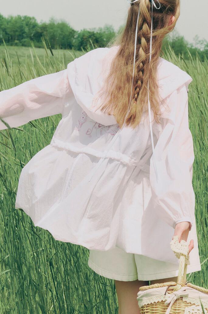 [O'2nd] 프린티드 드로우스트링 후드 집업 점퍼