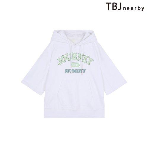 미니쭈리 레터링 후드반팔티셔츠_화이트