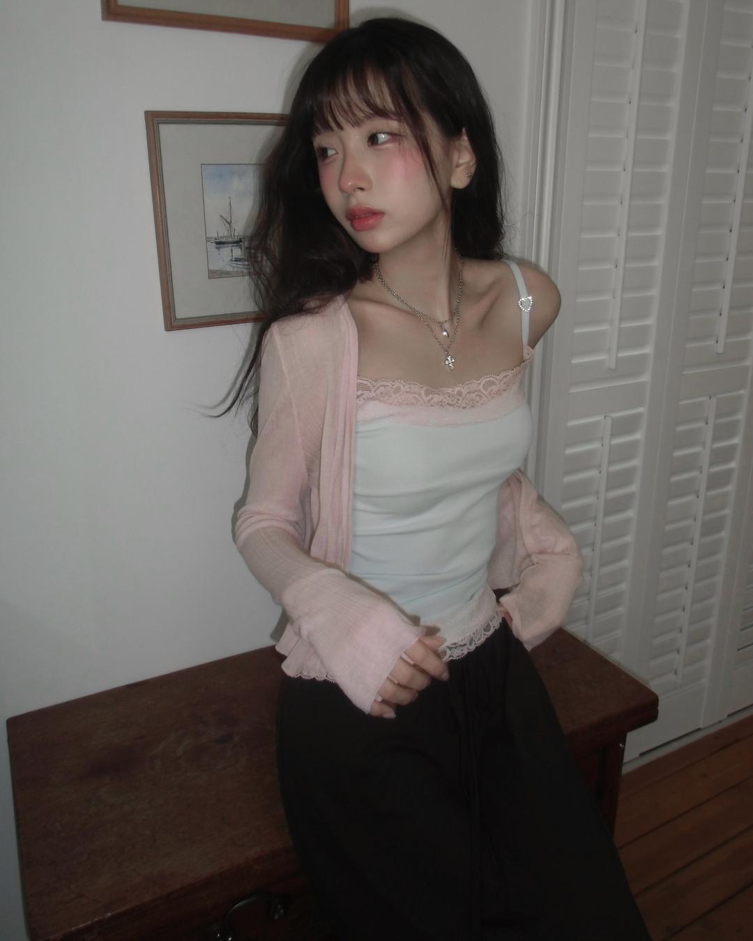 잔느 [MADE] 하트드롭 레이스 하트 큐빅 나시