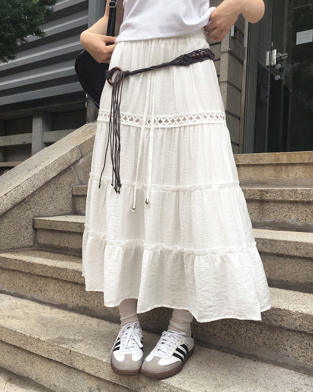온디드 [페스티벌/바캉스룩🪽] 비쿠 펀칭 레이스 빈티지 보헤미안 캉캉 롱 스커트
