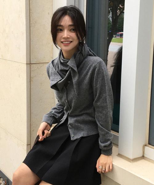 cashmere knit scarf-melange