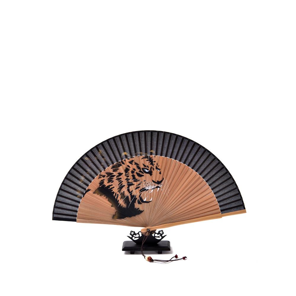 대나무 접이 부채 외국인선물 수공예 실크 호랑이 용 부채