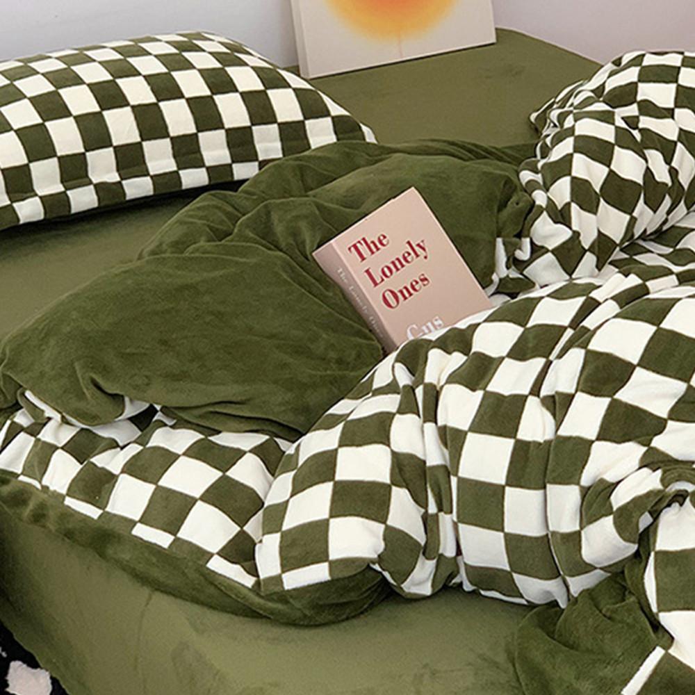 보들 발열 극세사 컬러 체커보드 이불 시트 베개 풀세트