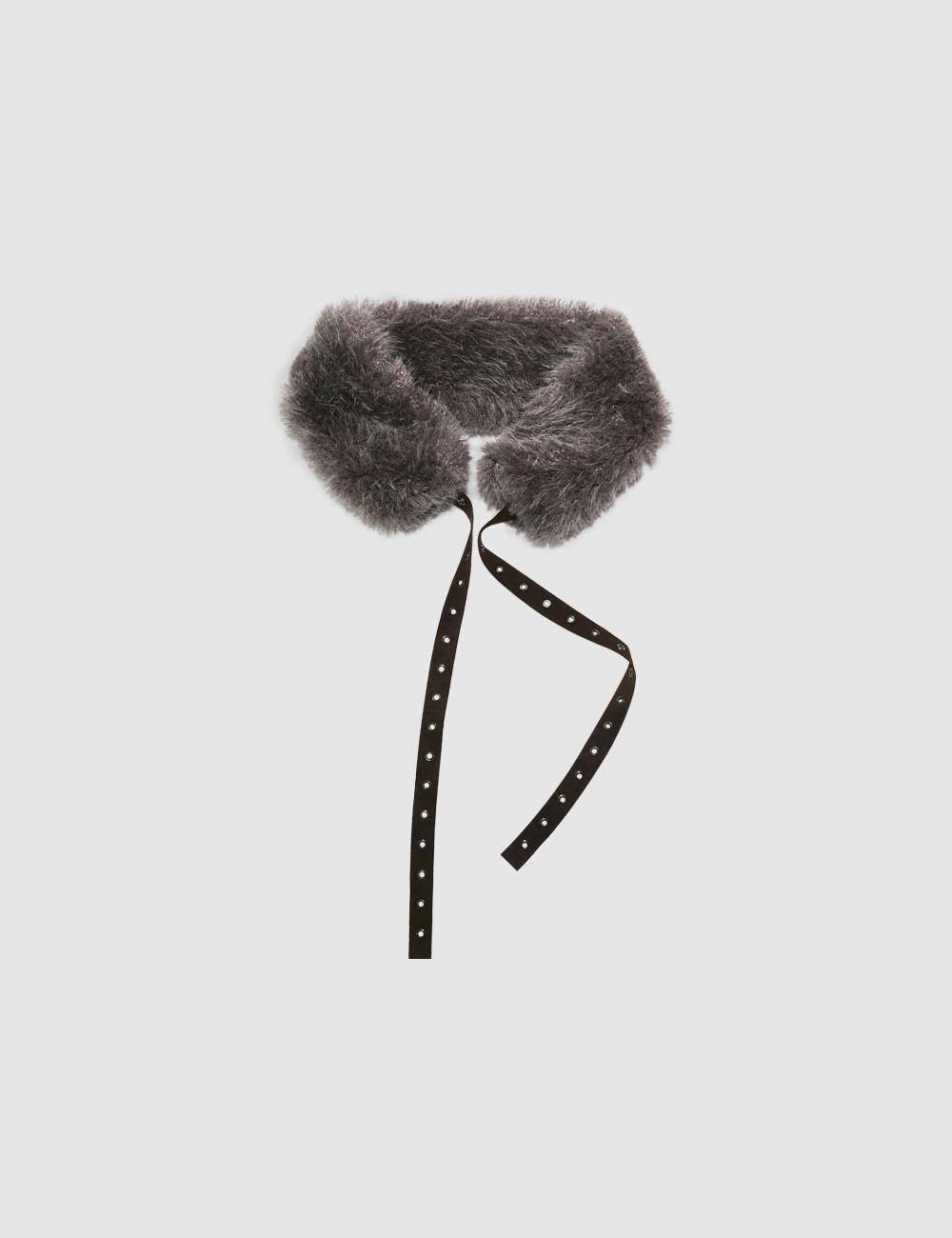 Fur muffler, vintage purple