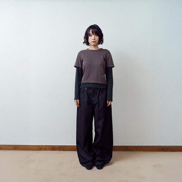 [Oafish]BACK STRAP RIVET DENIM PANTS BLACK 25FWPT006BKS