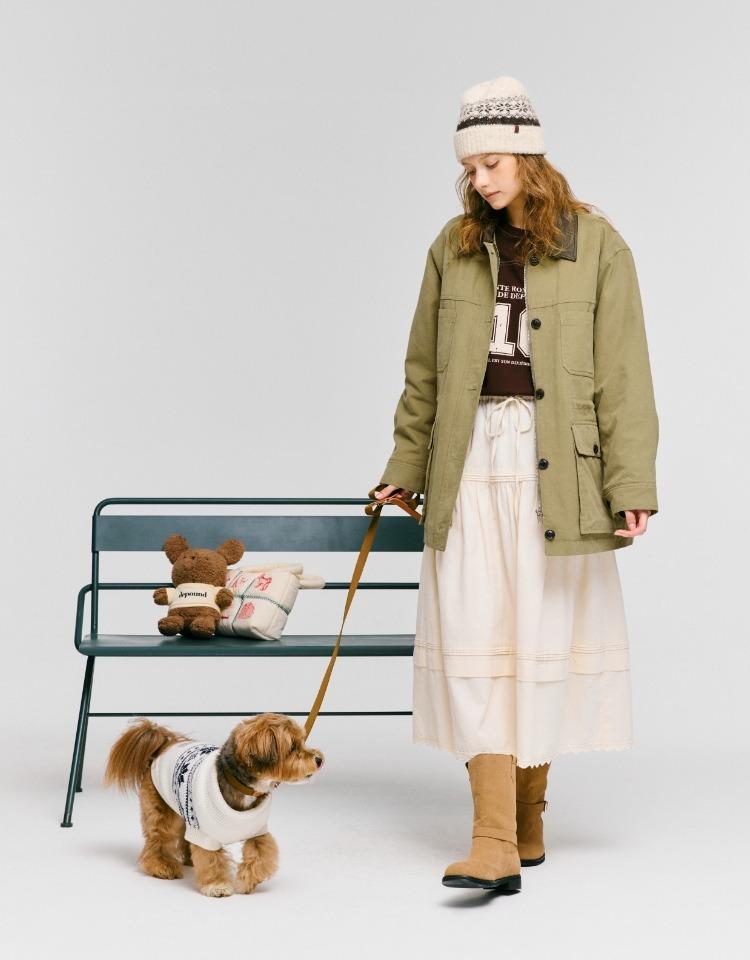 corduroy pintuck long skirt - cream
