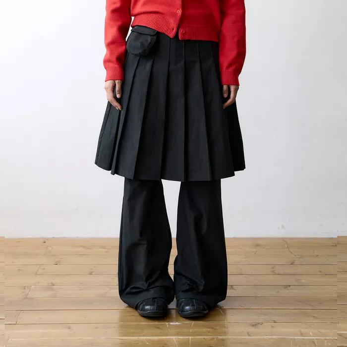 TCM skirt layered pants (black)