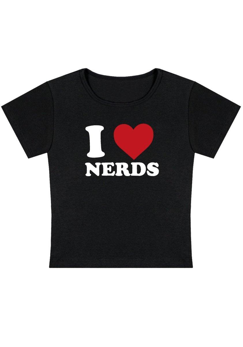 I Love Nerds Y2K Baby Tee - Black / S