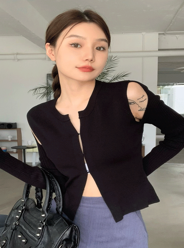 [데이트룩/페미닌룩]리니 어깨트임 니트 가디건