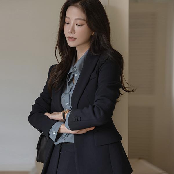 오드 슬림라인 원버튼 도톰 스판 자켓Ⅱ