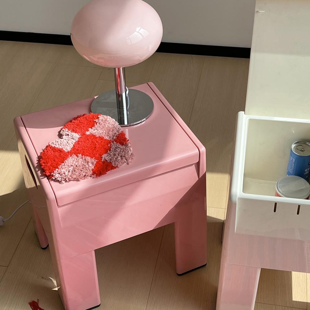 수납스툴 핑크 수납 화장대 의자 플라스틱 랑잠