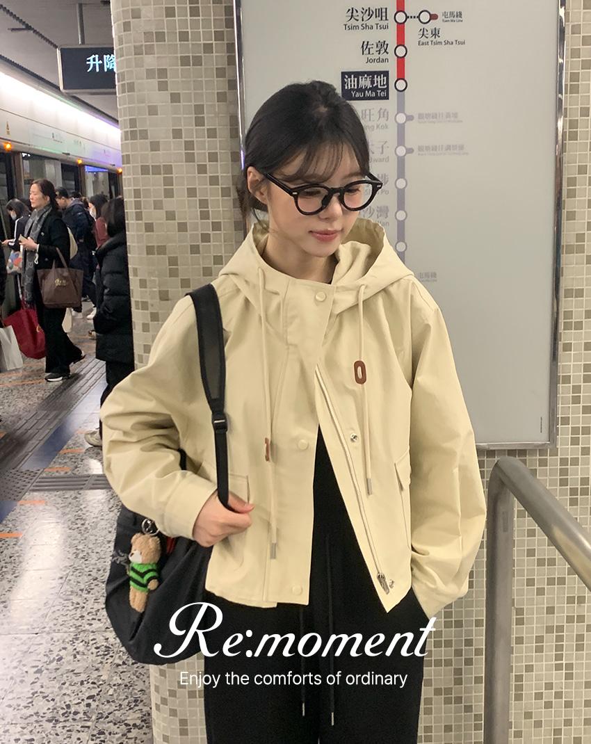 [RE:MOMENT] made. 페리 세미크롭 후드 야상 2color!