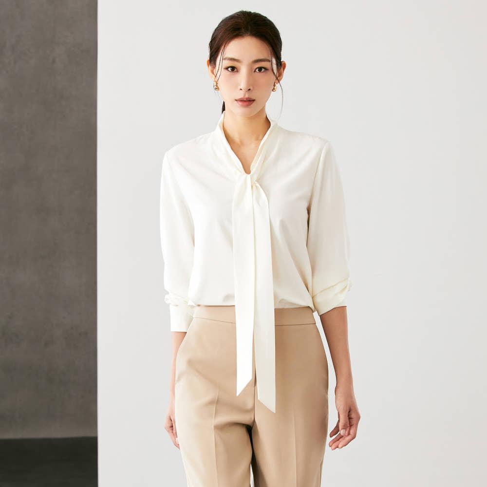 [N도착] 오픈형 타이 블라우스_MIWBLE934B