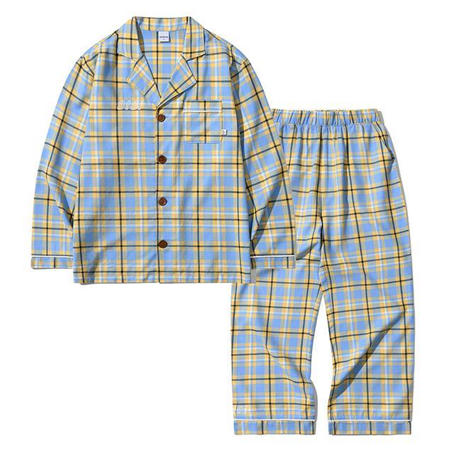 LOGO FLANNEL PAJAMAS BLUE CHECK