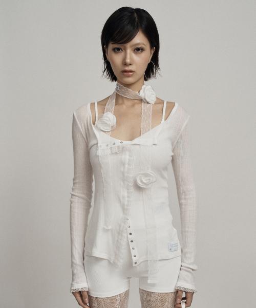 White lace trim cardigan