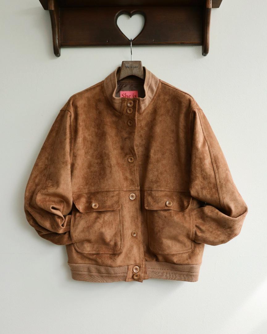Suede blouson Camel