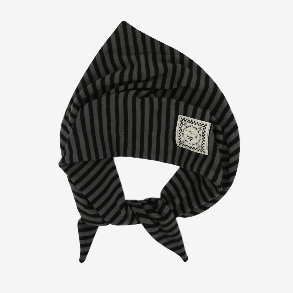 2000s Stripe Hair Kerchief (black+grey)