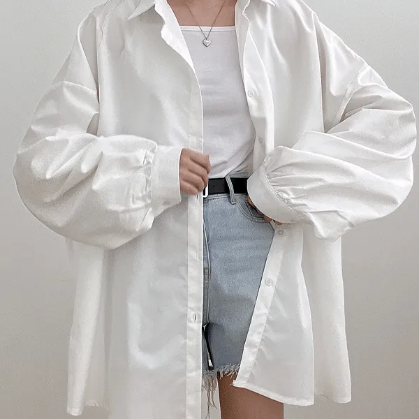 [빅사이즈] 베이직 노멀 벌룬 오버루즈핏 카라 스탠다드 셔츠 남방 (3color)