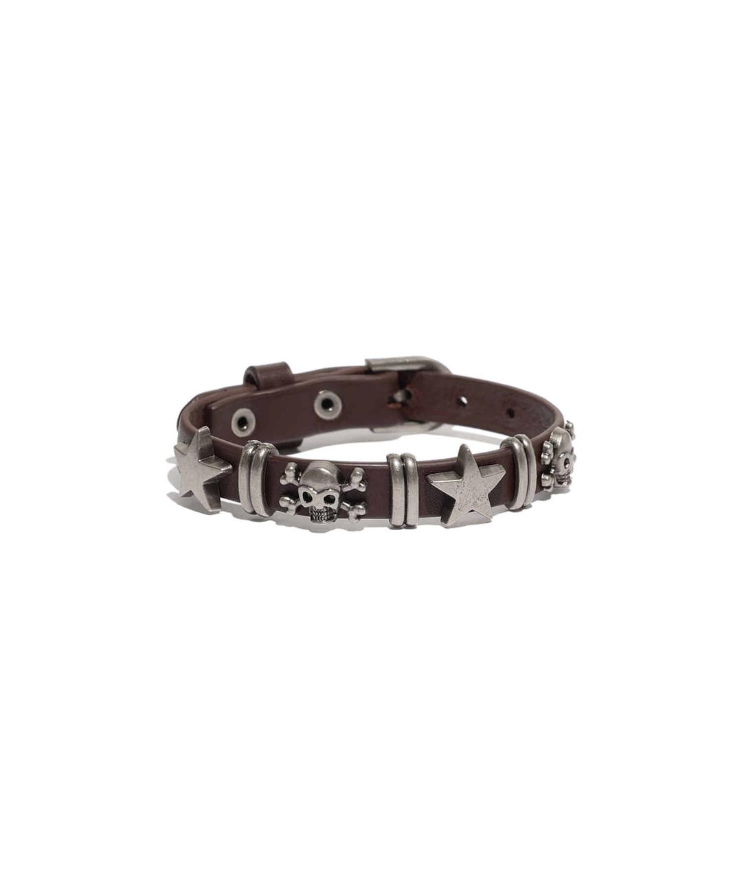 SKULL LEATHER BRACELET[BROWN]