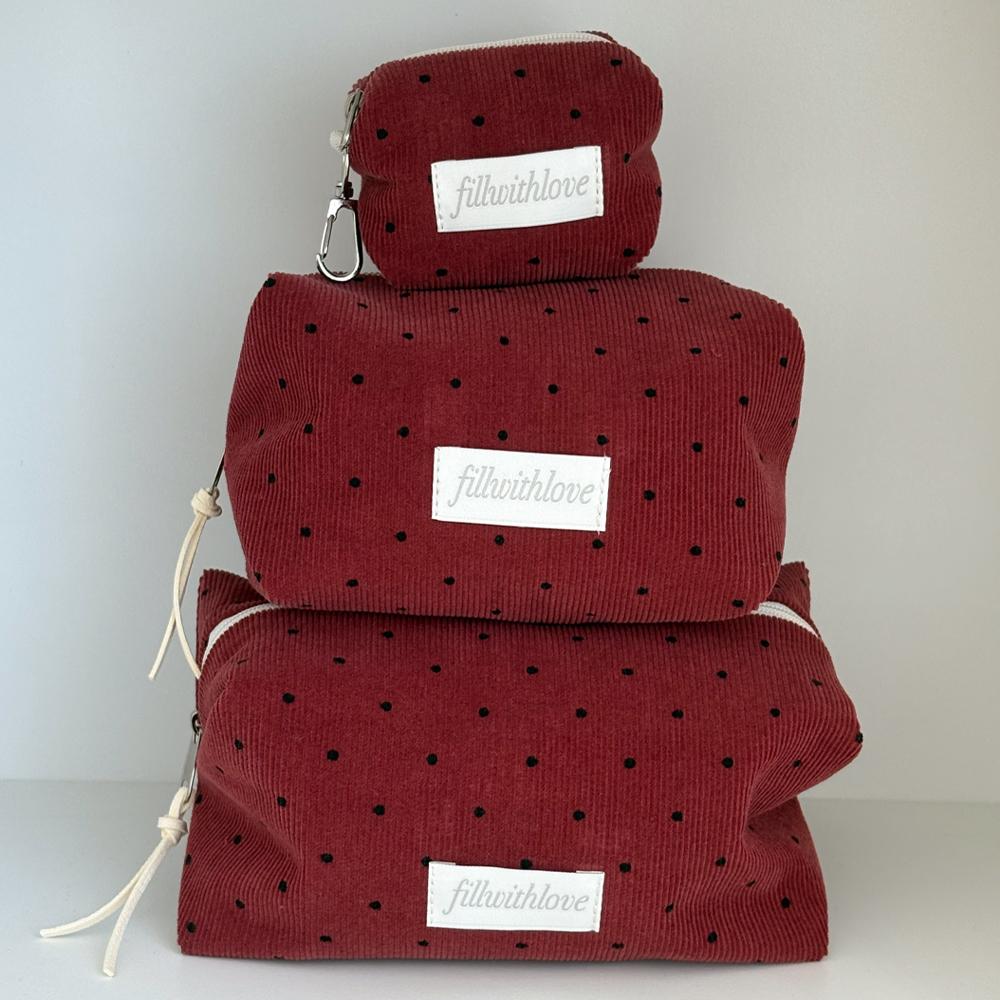 [3 Size] corduroy dot burgundy 브레드 파우치