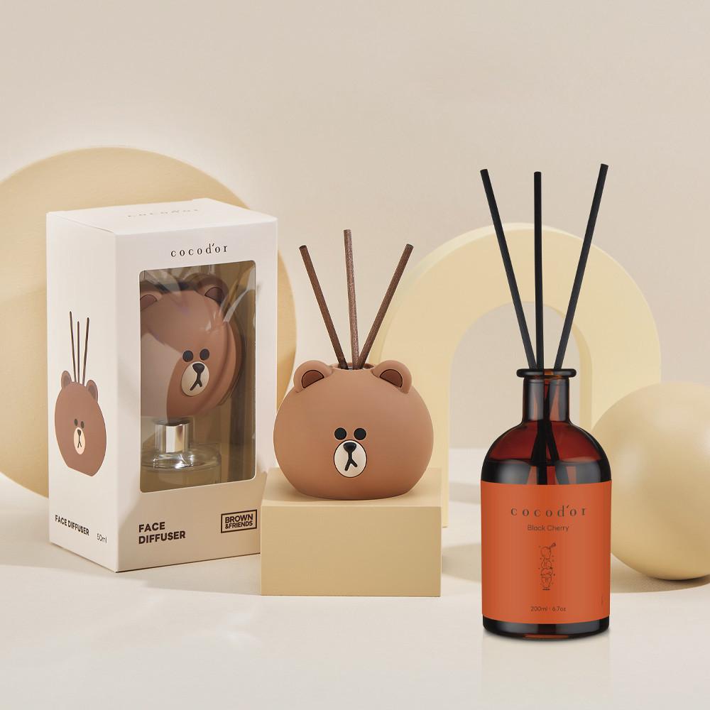 라인프렌즈 브라운앤프렌즈 페이스 디퓨저 50ml+ 브라운보틀 디퓨저 200ml 1+1