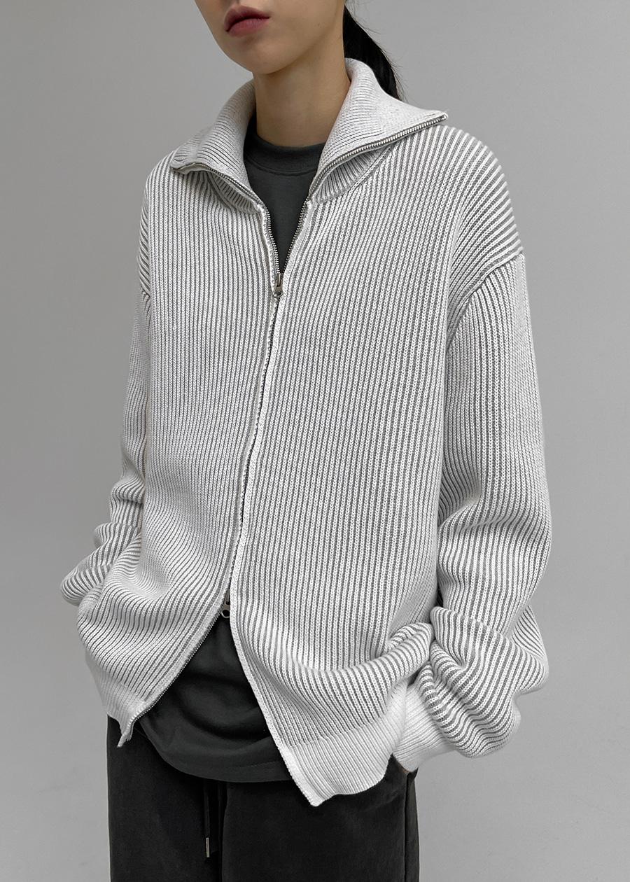 (UNISEX) 아르코 배색 투웨이 니트집업