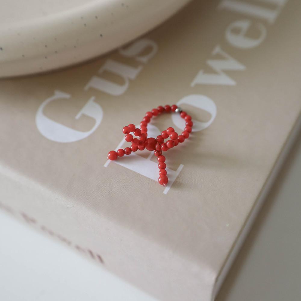 피크닉 레드리본 산호원석 반지