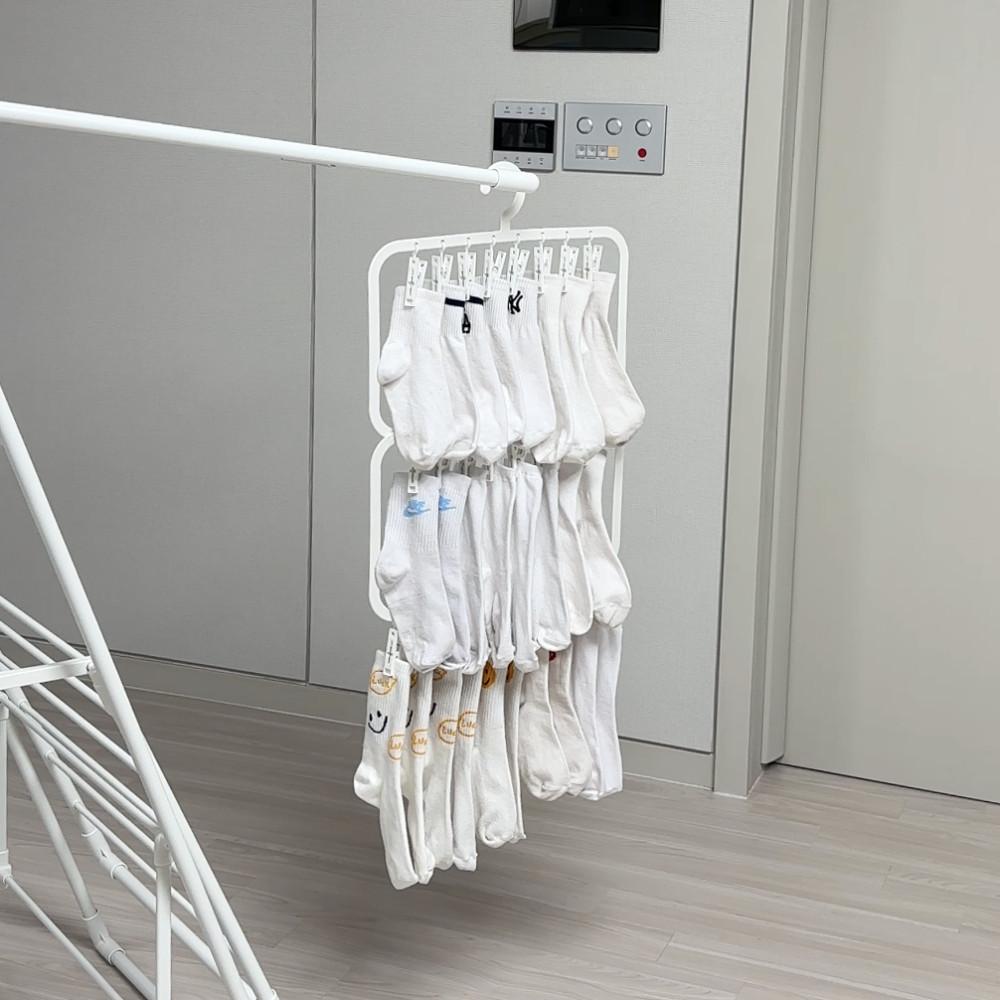 집게 양말 걸이 건조대 세탁 빨래 건조 속옷 다용도 3단 다용도 화이트 26p