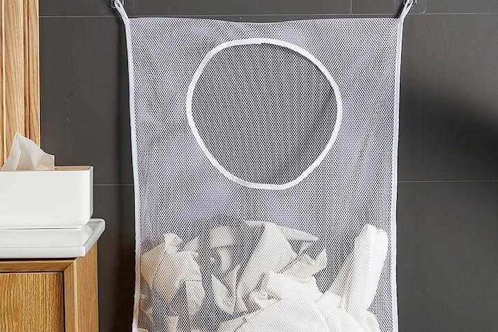 벽걸이형 세탁물 틈새 수납망 메쉬 빨래바구니