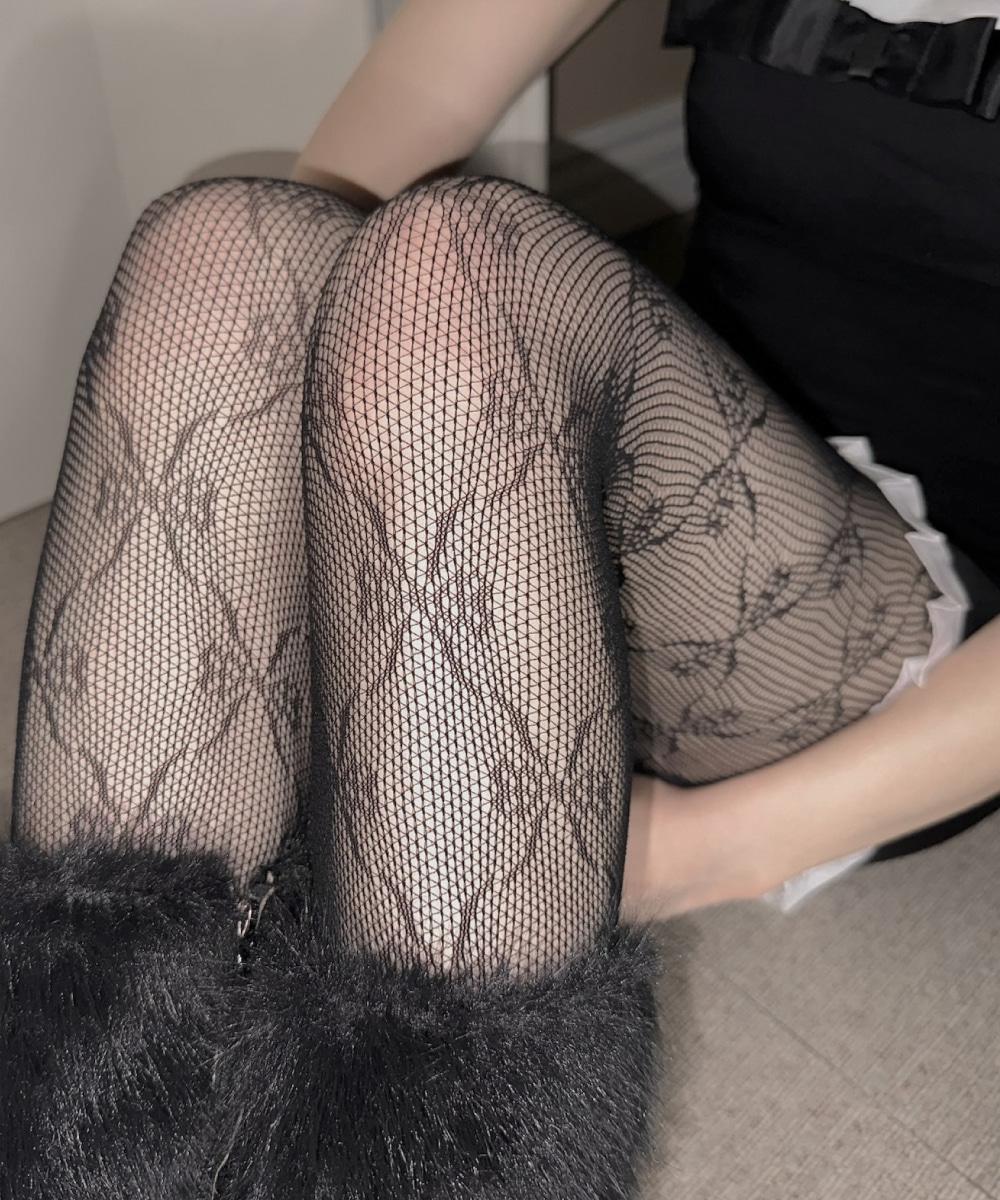 Ribbon wavy mash stockings