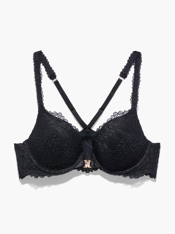 Romantic Corded Lace Front-Closure Push-Up Bra