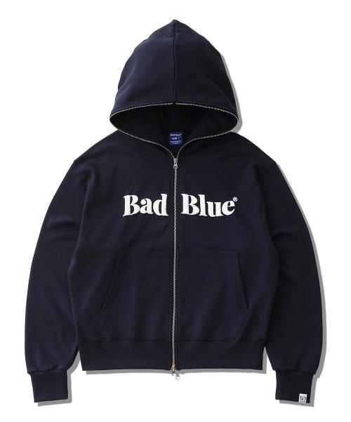 배드블루(BADBLUE)  Logo Pull Zip Hoodie Navy - 사이즈 & 후기 | 무신사