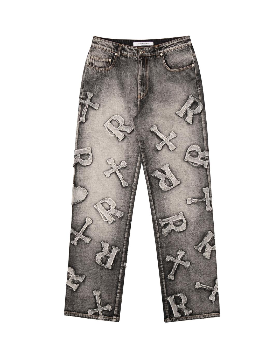 Washed Black Patch Jeans - 26 (XS)