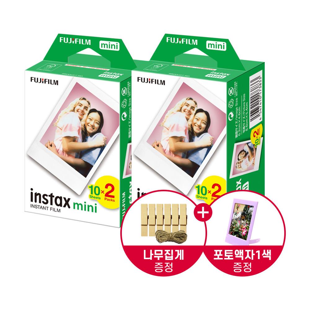 인스탁스 미니필름 4팩(40장)+나무집게+포토액자/폴라로이드 필름/미니카메라 호환