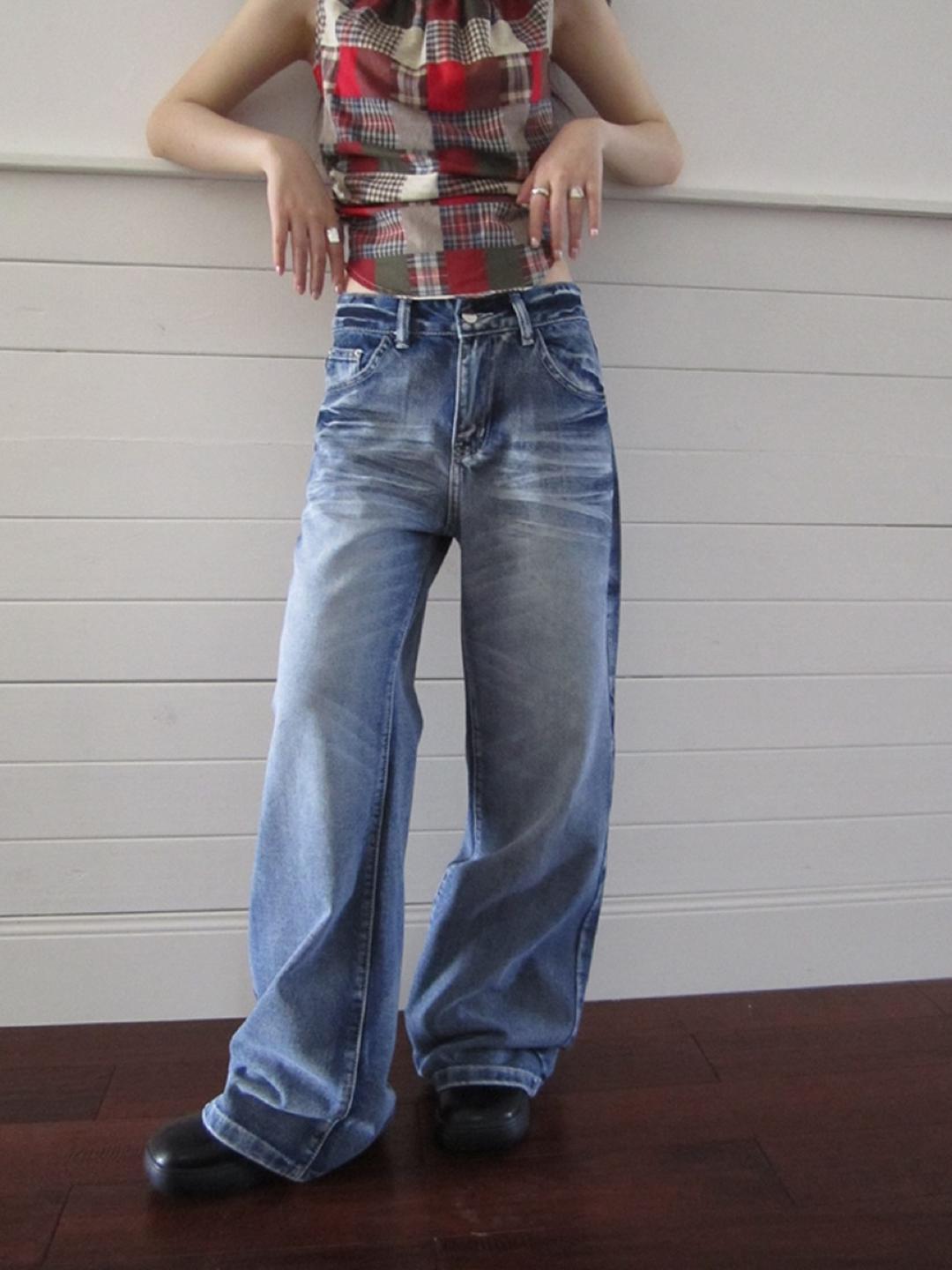 ang:project y2k Washed Distressed Jeans