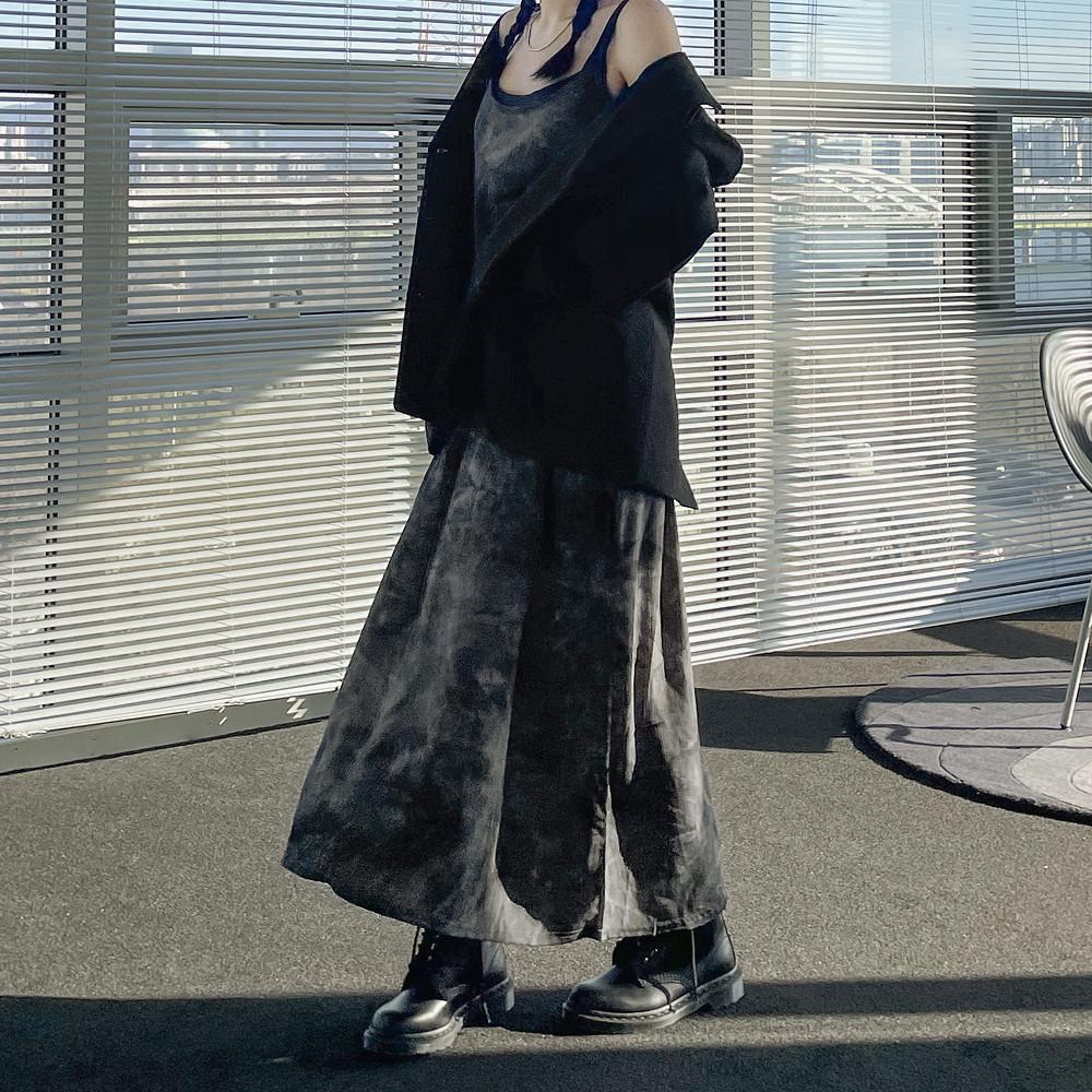 타이다이 플리츠 맥시 롱 뷔스티에 원피스