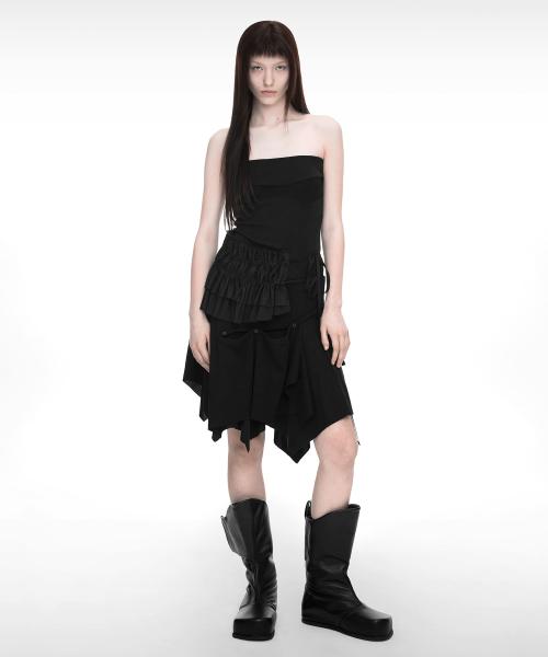BUSTIER LAYERED DRESS BLACK