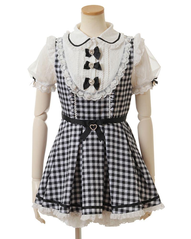 리즈리사 3개 리본 깅엄 요크 셋업