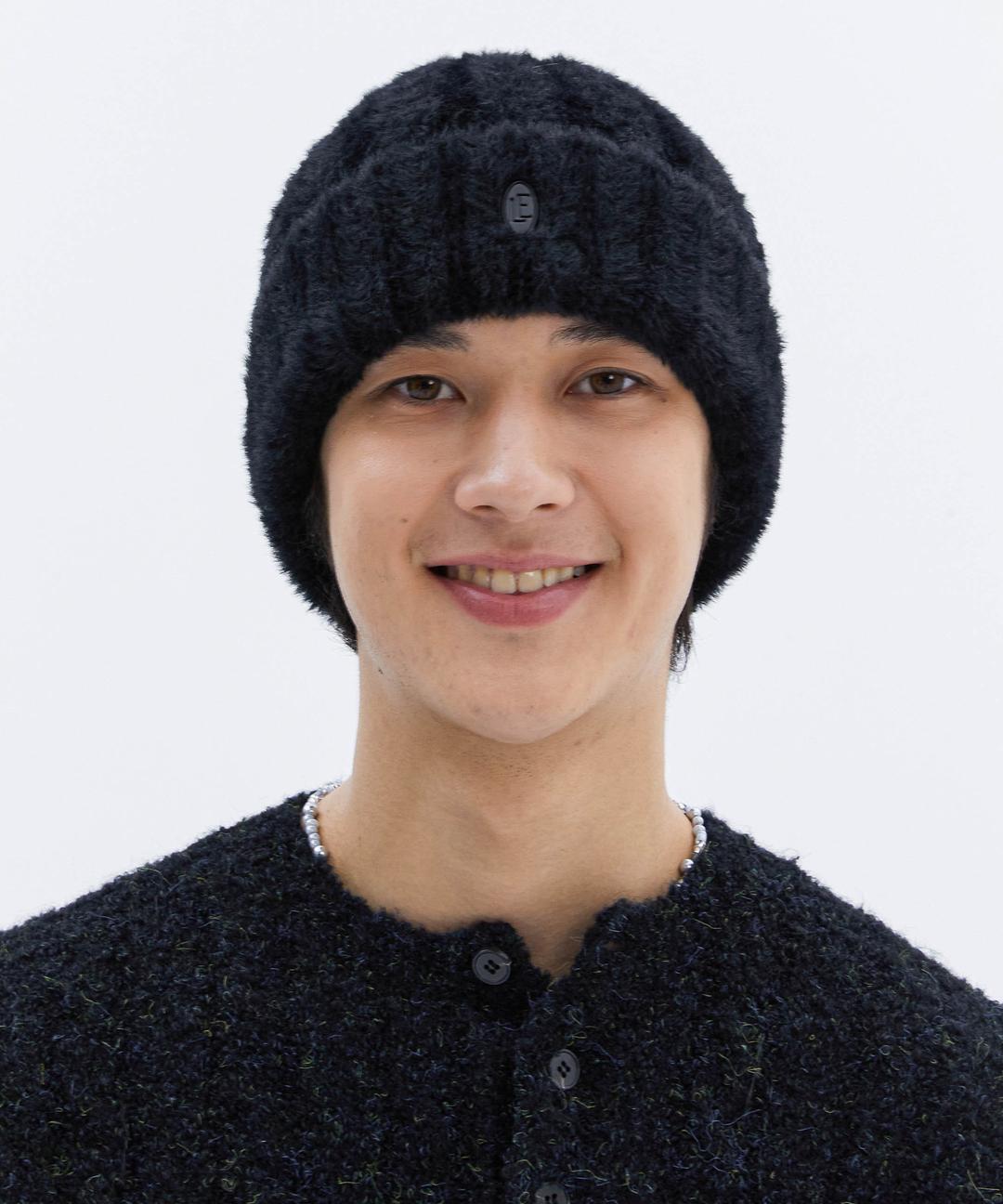 Hair knit beanie_Black