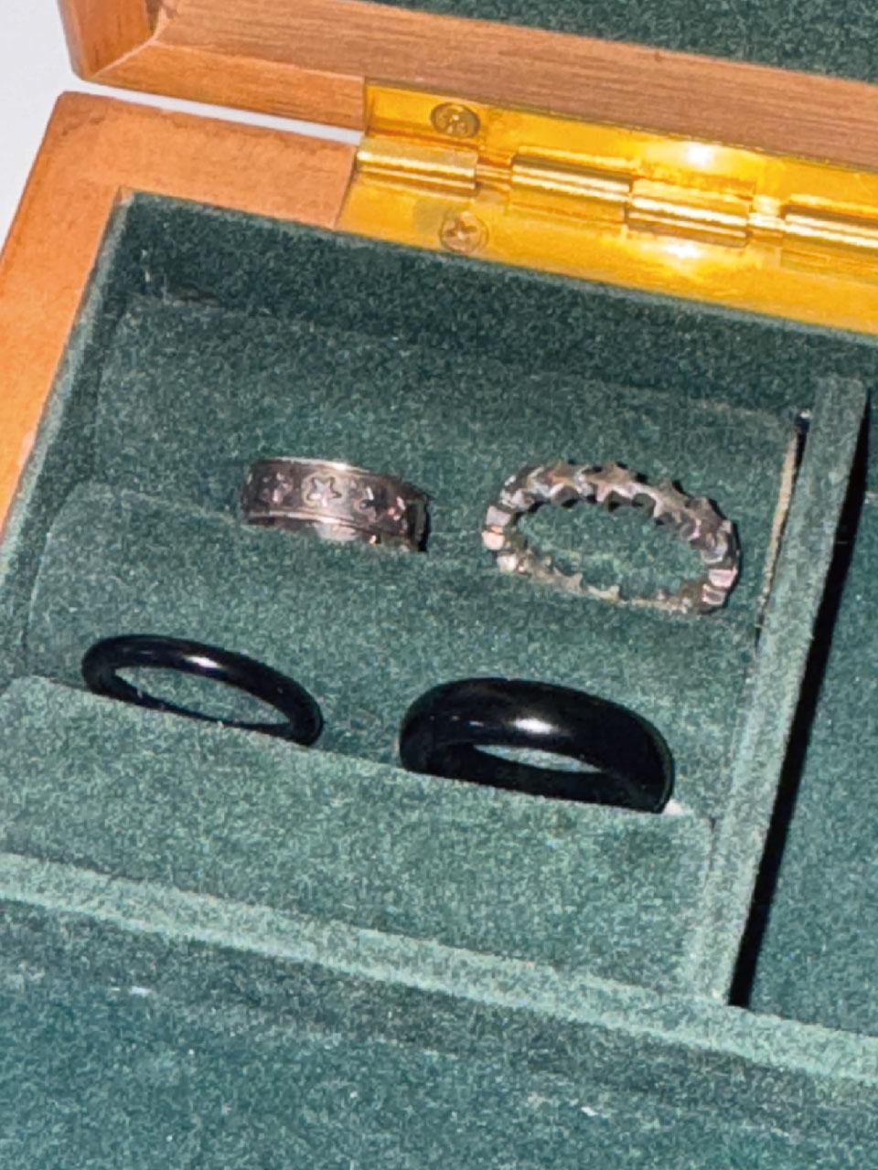 블랙 오닉스 원석 슬림 링 Black onyx stone slim ring