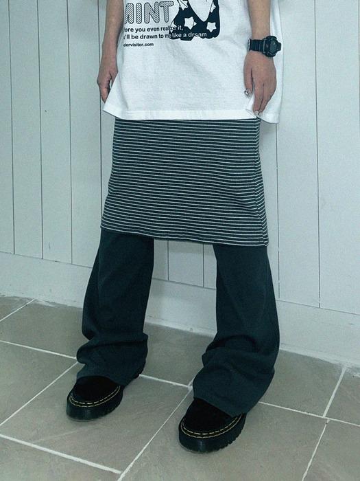 Stripe Skirt pants [Charcoal grey]