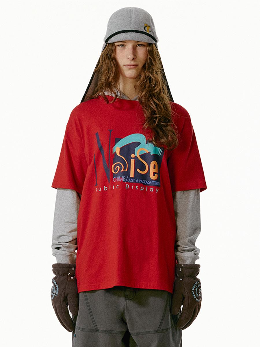 Noise Layered Hooded Tee Red