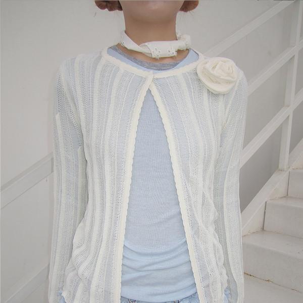 3MONTH three-dimensional rose decoration knitted cardigan