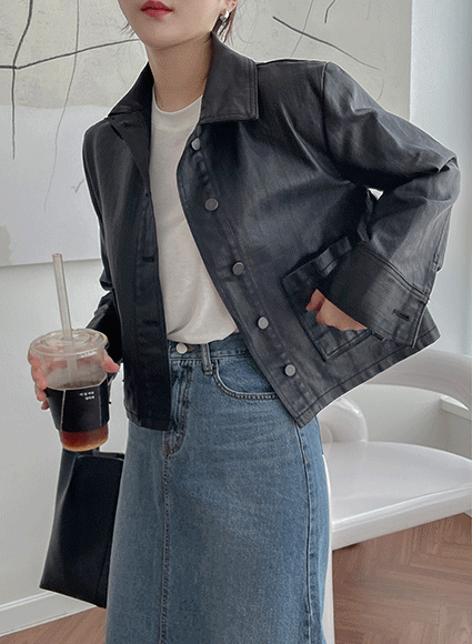 고퀄, 기본템 추천! chic 블랙 숏 가죽 자켓