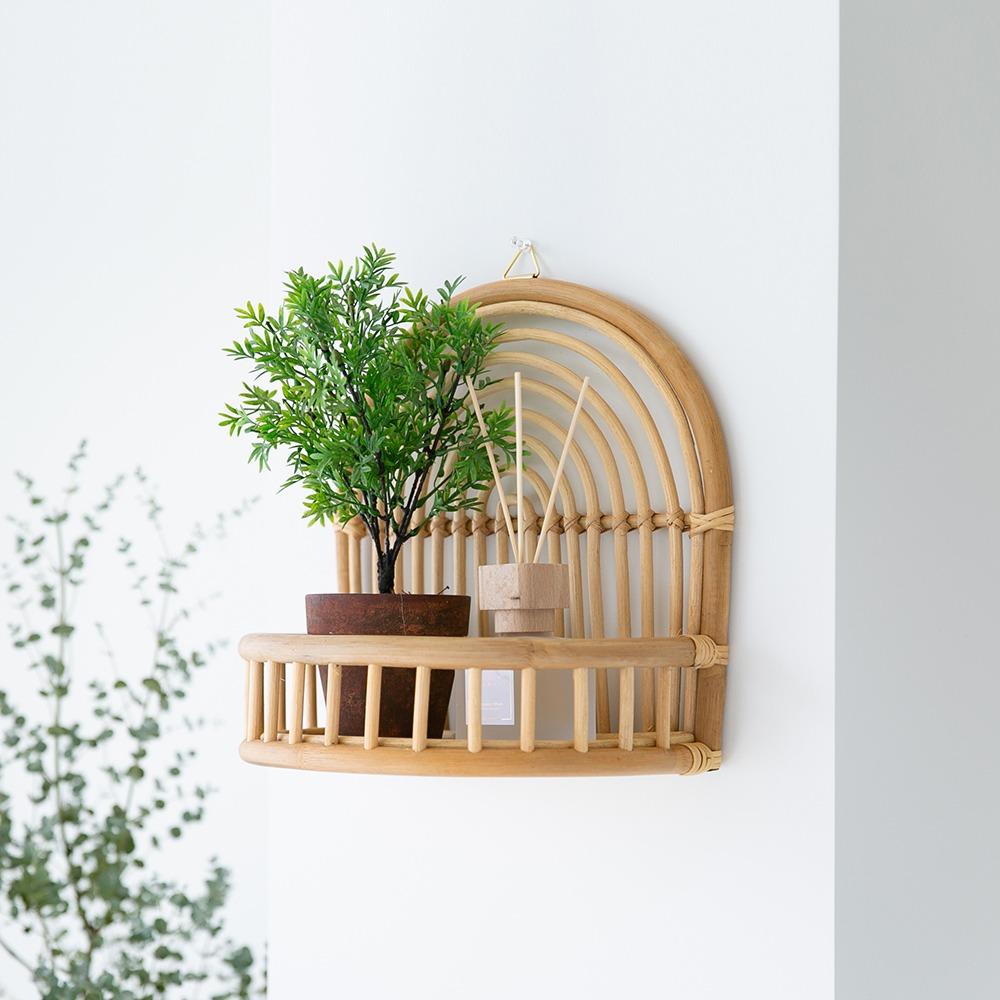 무지개 라탄 벽선반