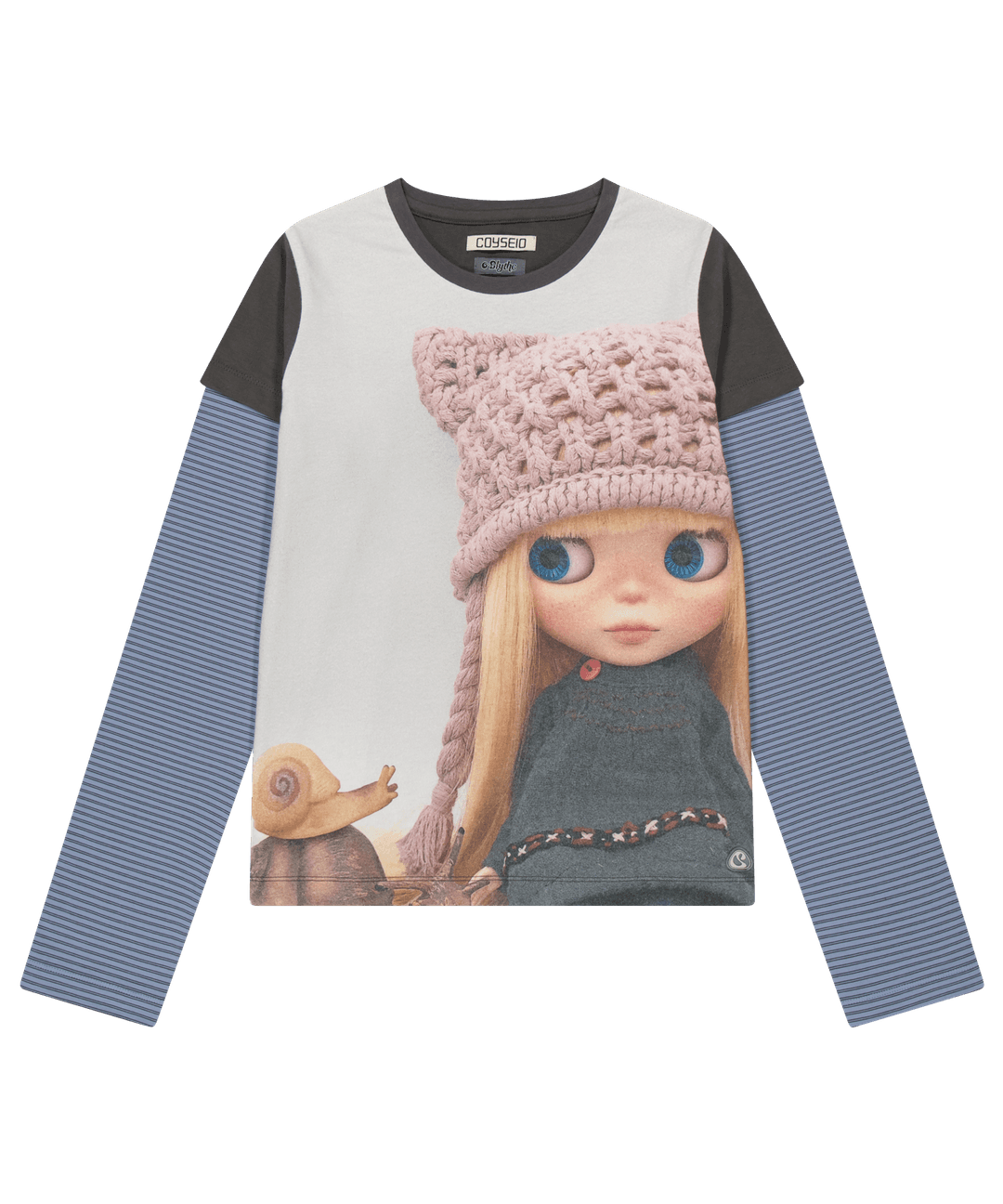 COYSEIO X BLYTHE STRIPE DOUBLE LONG SLEEVE ASH BROWN