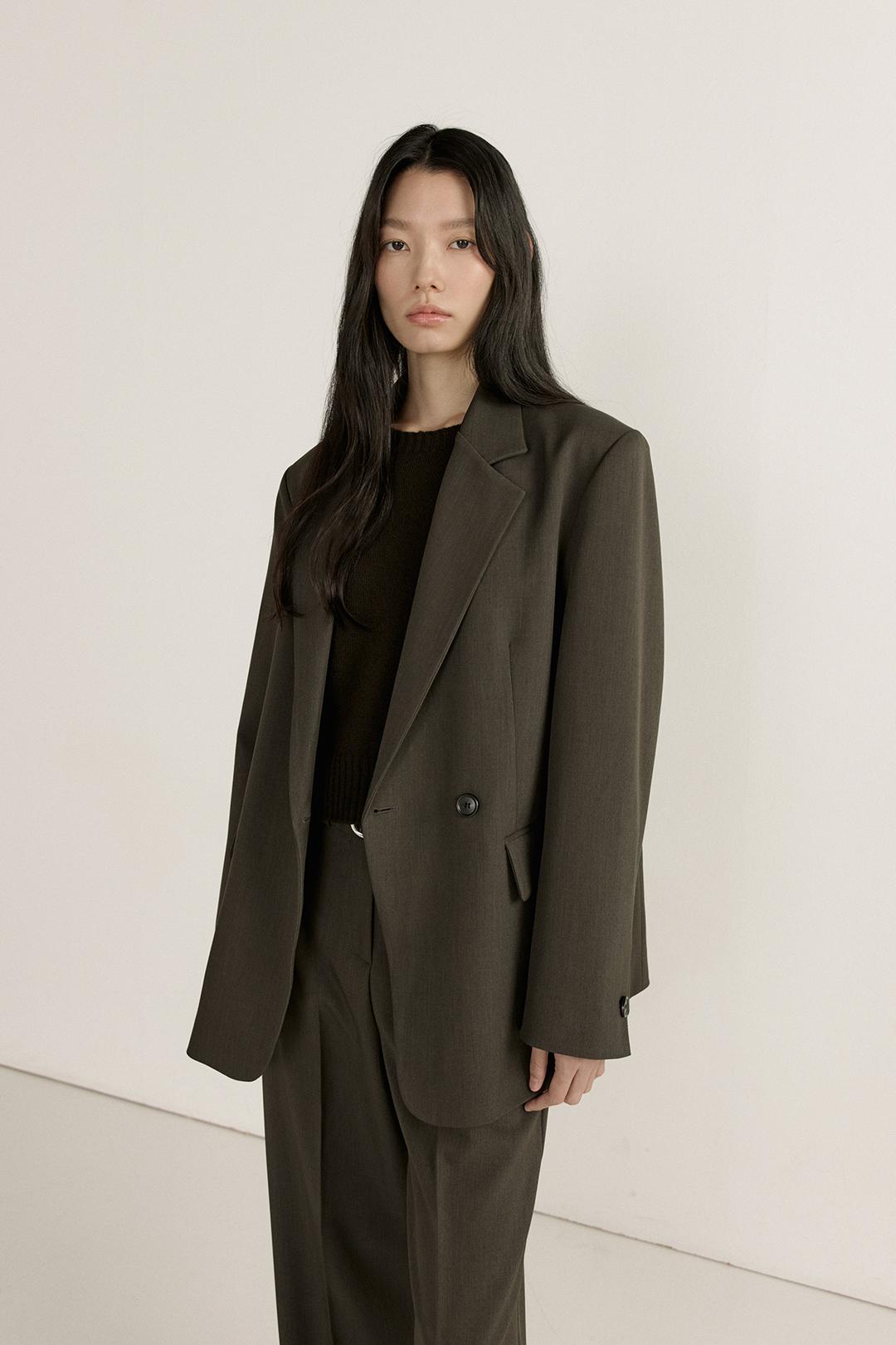 [NEW] SEMI DOUBLE BREASTED JACKET (2COLOR)